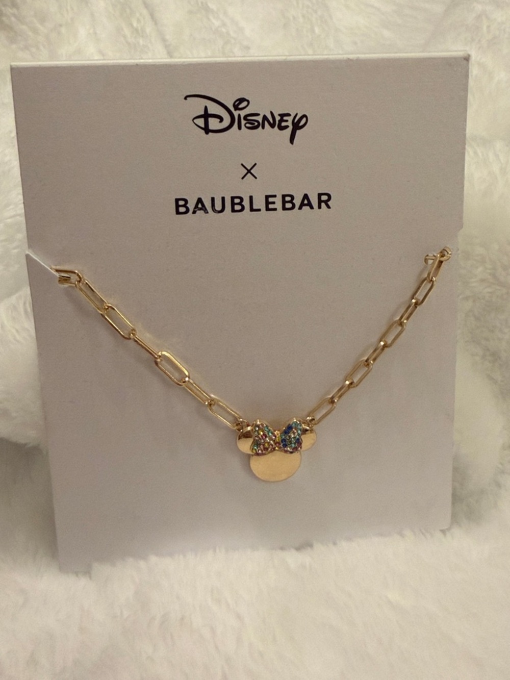 BaubleBar Gold Minnie Pendant Necklace with Multicolor Crystal Bow